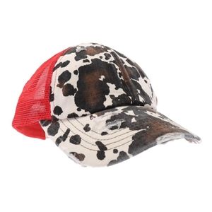 Cow Print High Ponytail Hat